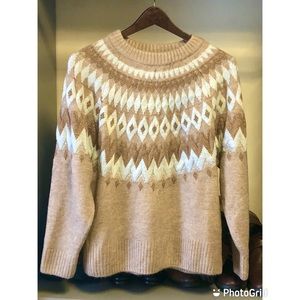 MNG Mango Tan Jacquard Sweater-Small - NWOT